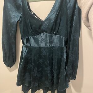 Elegant Dark Green Floral Dress